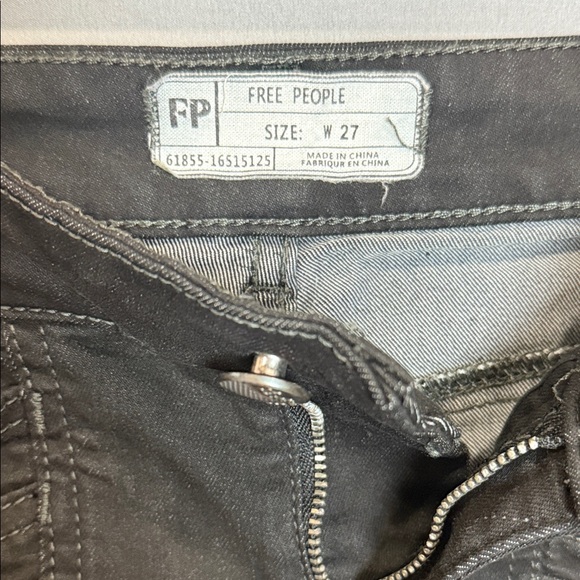 Free People Black Flare Jeans 27 High Rise Bell Bottom Stretch Denim - Picture 4 of 10